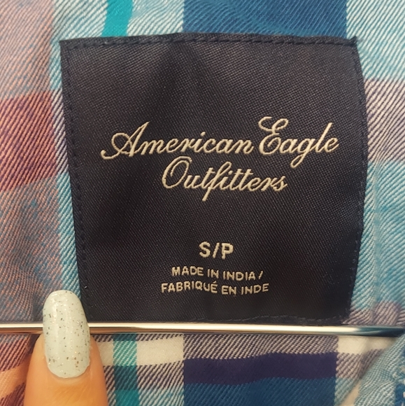 American Eagle Outfitters Button-Down Plaid Cotton Shirt Size Small - Picture 4 of 5